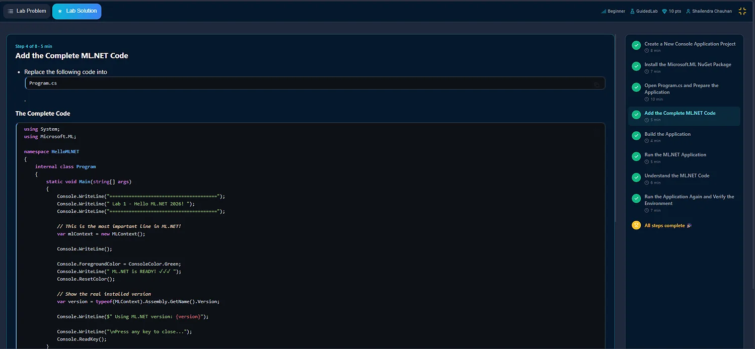 lab code screen on ScholarHat