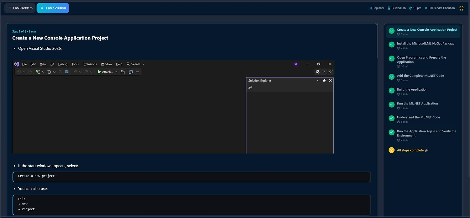 lab steps screen on ScholarHat