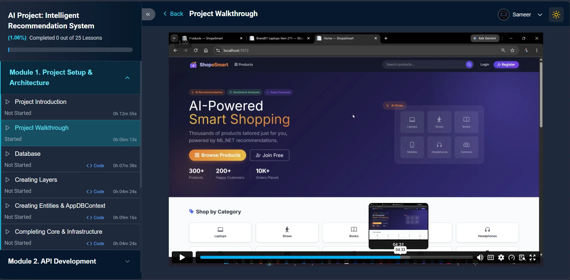 video player screen on ScholarHat