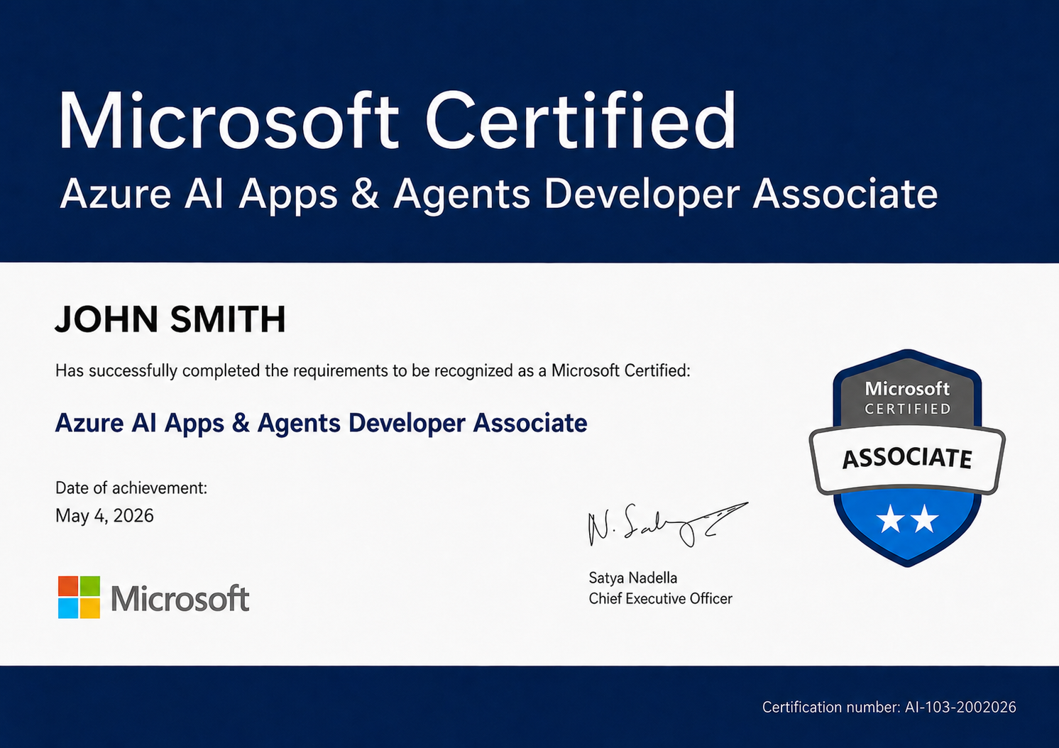 Microsoft Certified Azure AI Cloud Developer Associate Certificate